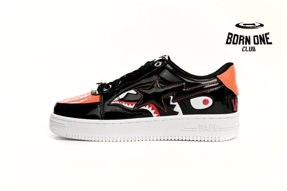A Bathing Ape Bape Sta Low Mad Shark Black Orange 1H30191005-BLK