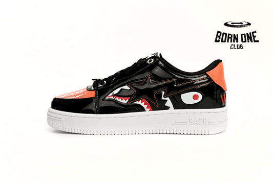 A Bathing Ape Bape Sta Low Mad Shark Black Orange 1H30191005-BLK