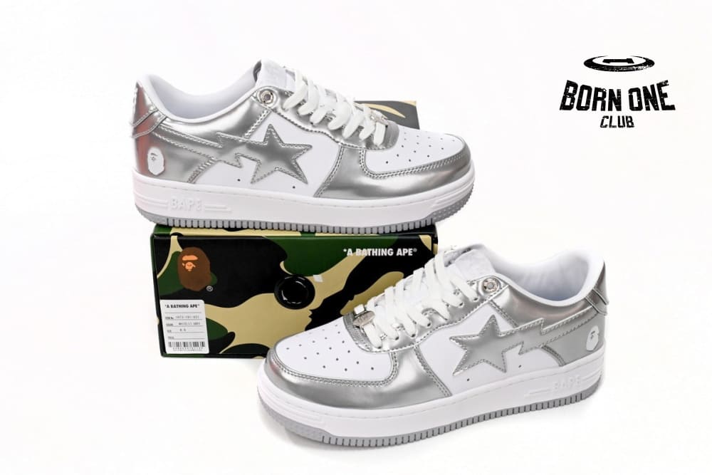 A Bathing Ape Bape Sta Low Silver White 1H73191921
