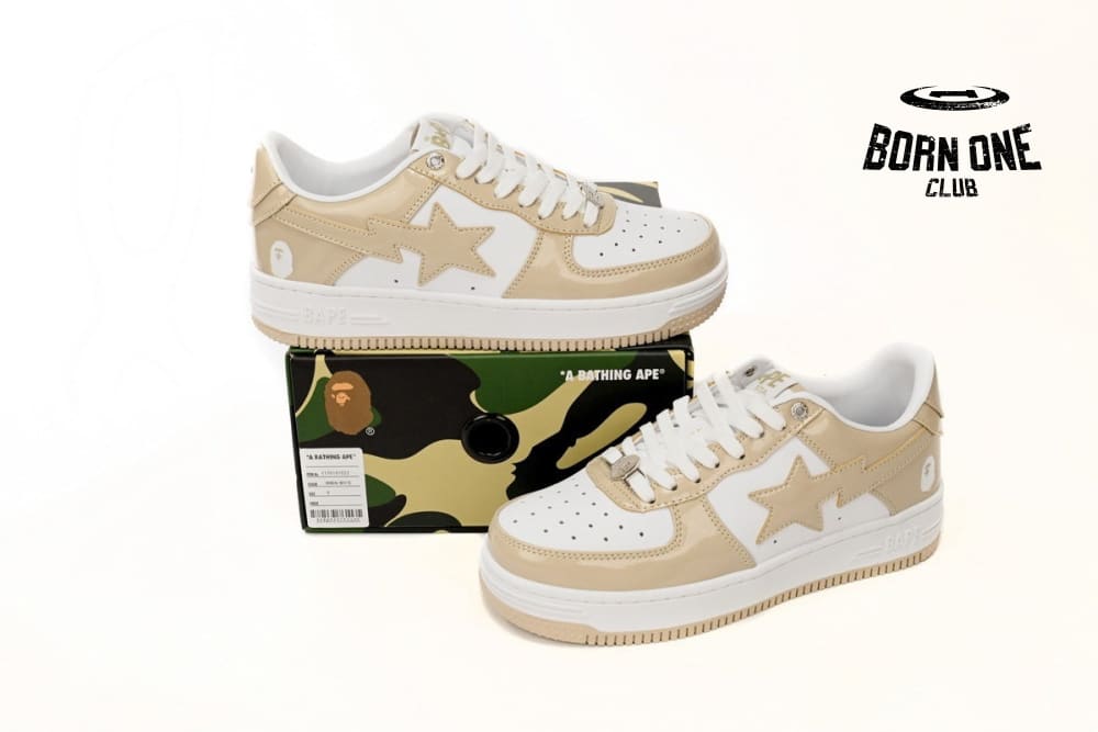 A Bathing Ape Bape Sta Low White Brown Mirror Surface 1170191022