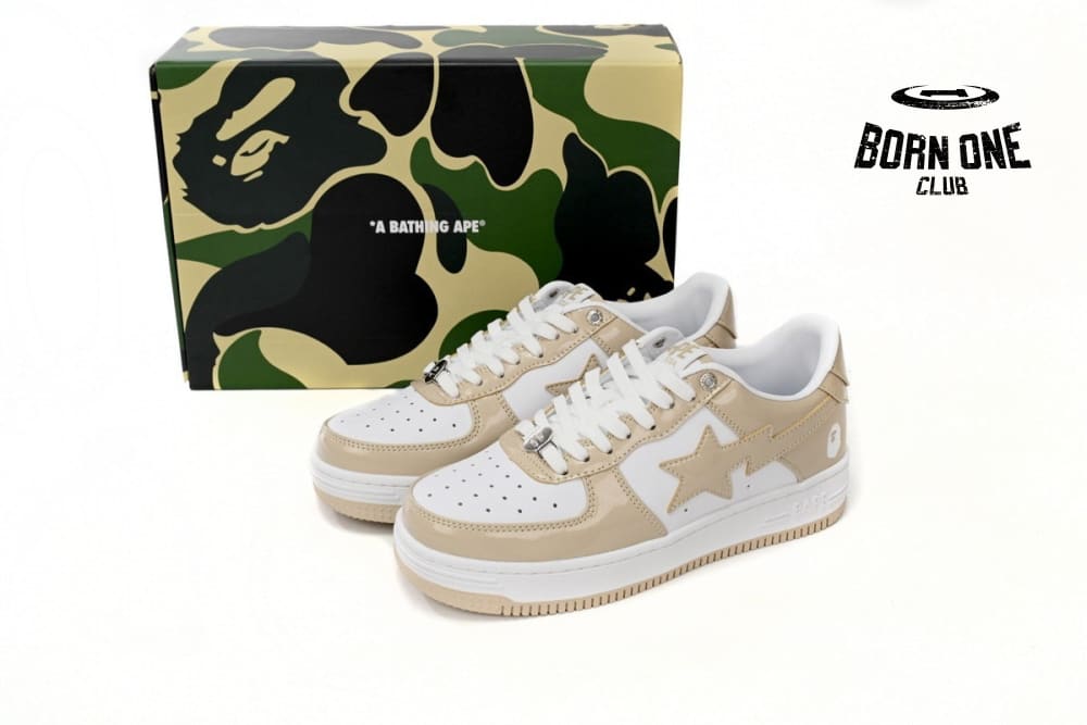 A Bathing Ape Bape Sta Low White Brown Mirror Surface 1170191022