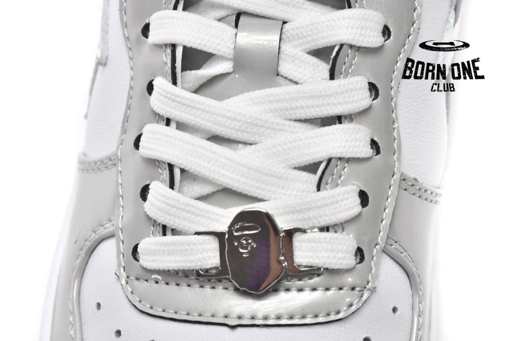 A Bathing Ape Bape Sta Low White Grey Mirror Surface
