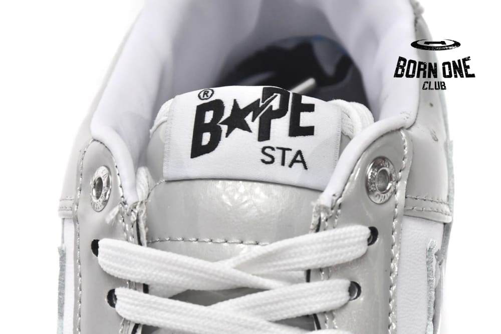 A Bathing Ape Bape Sta Low White Grey Mirror Surface