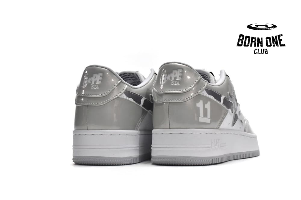 A Bathing Ape Bape Sta Low White Grey Mirror Surface