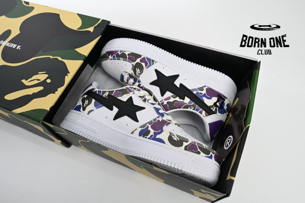 A Bathing Ape Bape Sta Low White Purple Color Spray 1J22-291-004