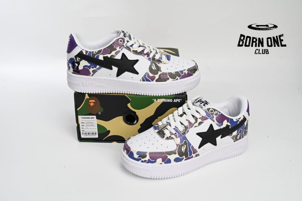 A Bathing Ape Bape Sta Low White Purple Color Spray 1J22-291-004