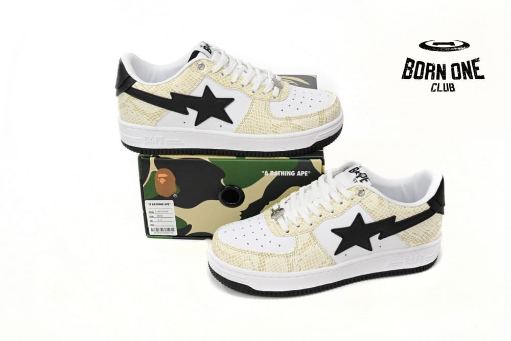 A Bathing Ape Bape Sta Low White Snake Skin Pattern 1I80191009