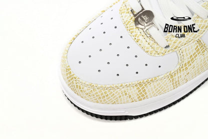 A Bathing Ape Bape Sta Low White Snake Skin Pattern 1I80191009