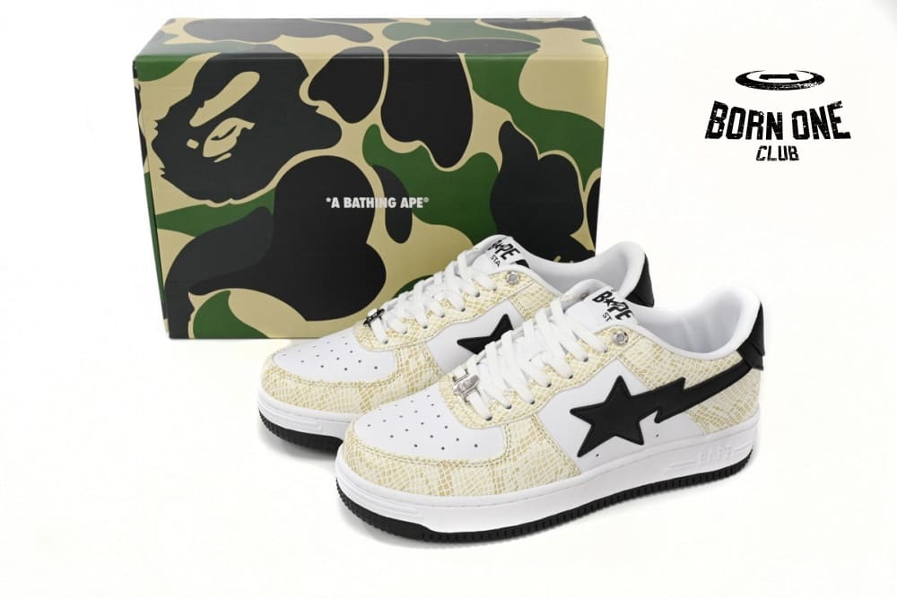 A Bathing Ape Bape Sta Low White Snake Skin Pattern 1I80191009