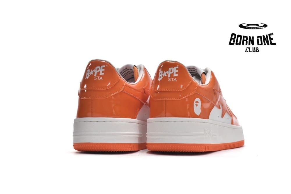 A Bathing Ape Bape Sta Patent Leather Orange White