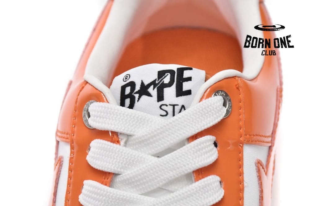 A Bathing Ape Bape Sta Patent Leather Orange White