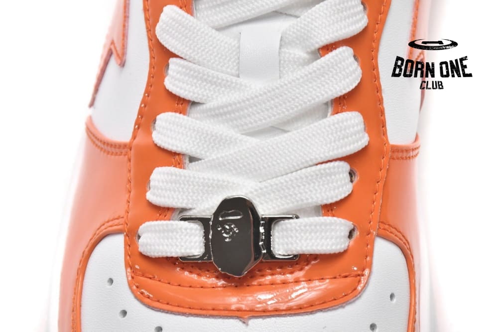 A Bathing Ape Bape Sta Patent Leather Orange White