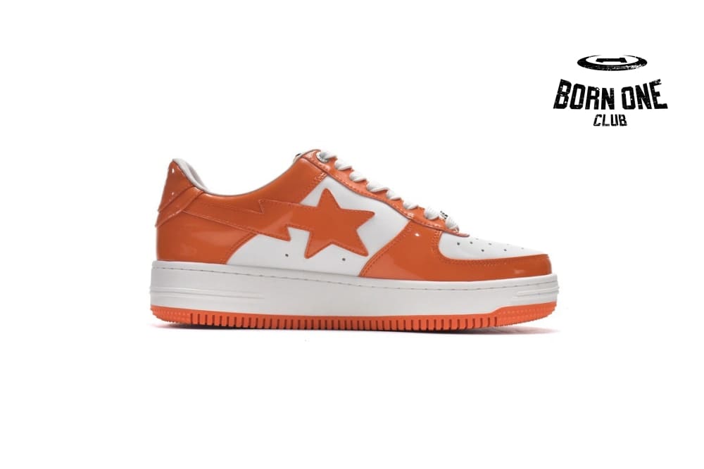 A Bathing Ape Bape Sta Patent Leather Orange White