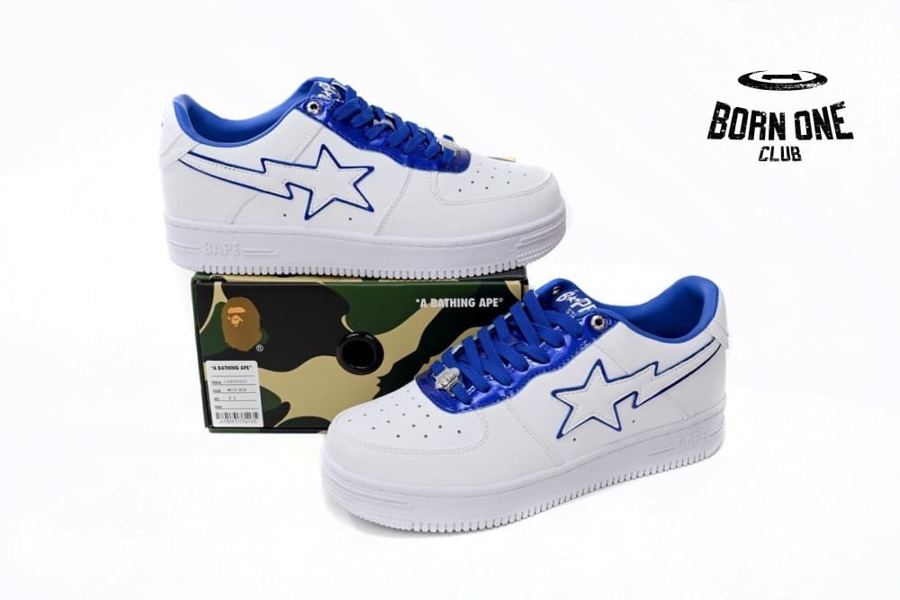 A Bathing Ape Bape Sta Patent Leather White Blue 1J30-191-017/1J30-291-017