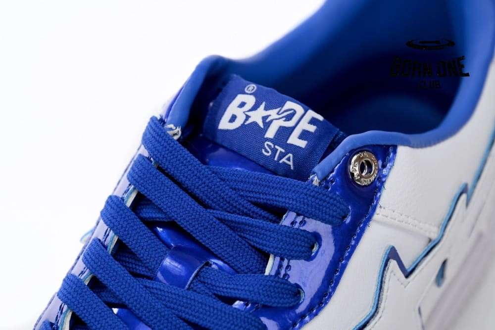 A Bathing Ape Bape Sta Patent Leather White Blue 1J30-191-017/1J30-291-017