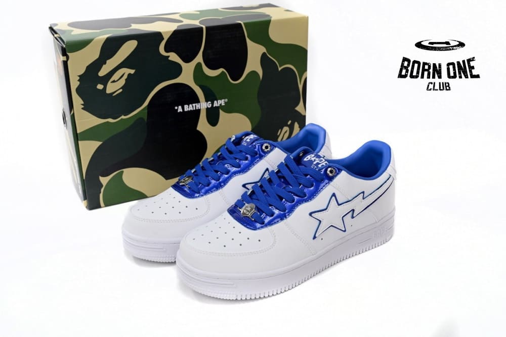 A Bathing Ape Bape Sta Patent Leather White Blue 1J30-191-017/1J30-291-017