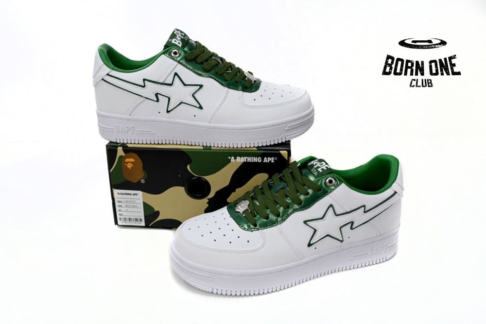 A Bathing Ape Bape Sta Patent Leather White Green 1J30-191-017