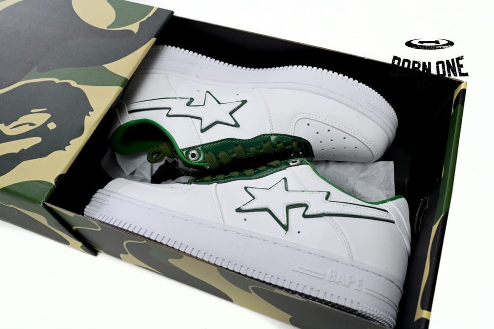 A Bathing Ape Bape Sta Patent Leather White Green 1J30-191-017
