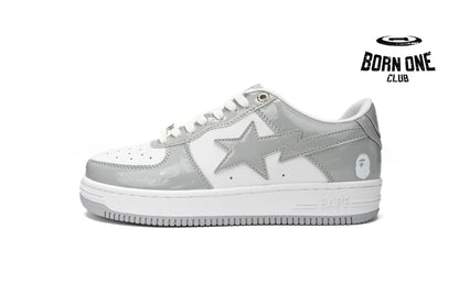 A Bathing Ape Bape Sta Patent Leather White Grey