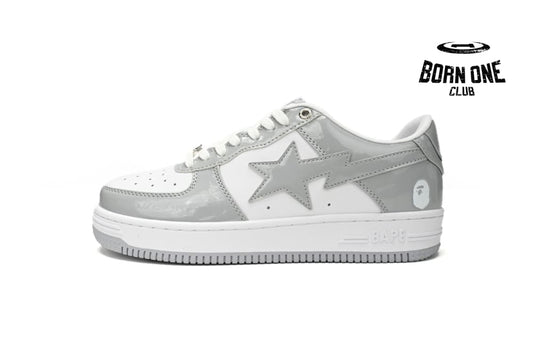 A Bathing Ape Bape Sta Patent Leather White Grey