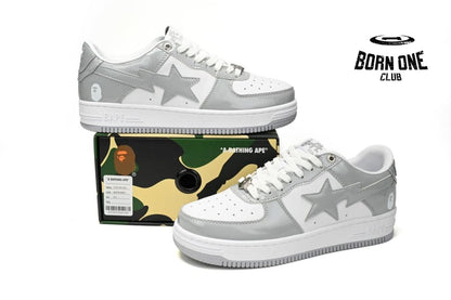 A Bathing Ape Bape Sta Patent Leather White Grey