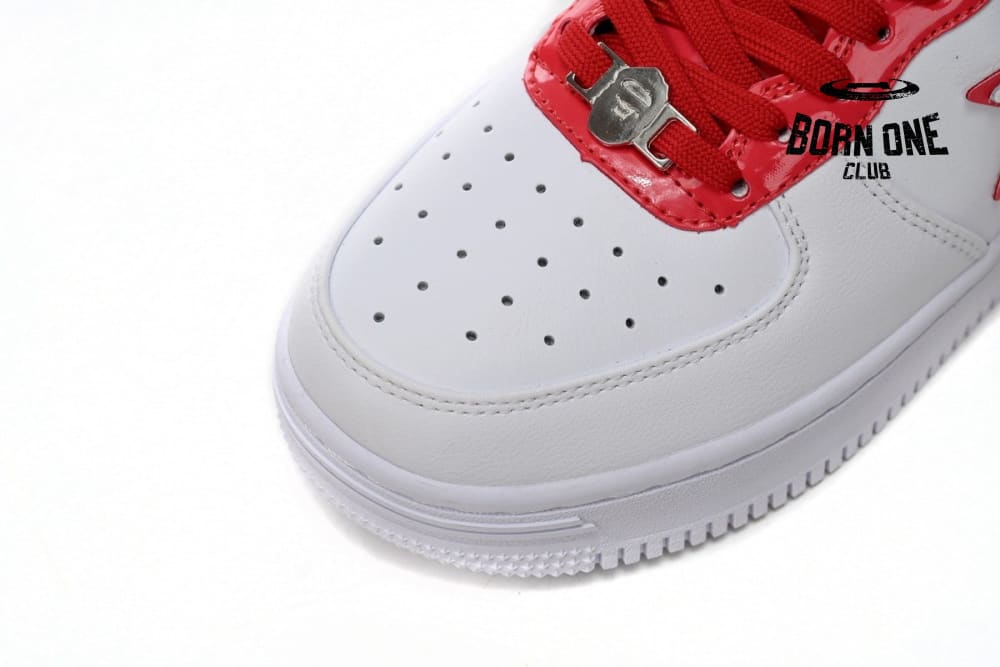 A Bathing Ape Bape Sta Patent Leather White Red 1J30-191-017/1J30-291-017