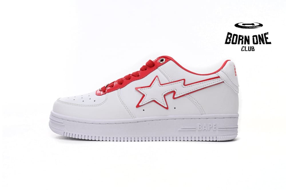 A Bathing Ape Bape Sta Patent Leather White Red 1J30-191-017/1J30-291-017