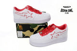 A Bathing Ape Bape Sta Patent Leather White Red 1J30-191-017/1J30-291-017
