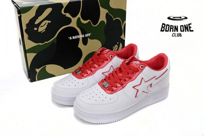 A Bathing Ape Bape Sta Patent Leather White Red 1J30-191-017/1J30-291-017