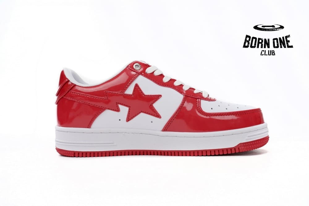 A Bathing Ape Bape Sta Patent Leather White Red