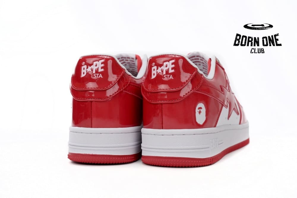 A Bathing Ape Bape Sta Patent Leather White Red
