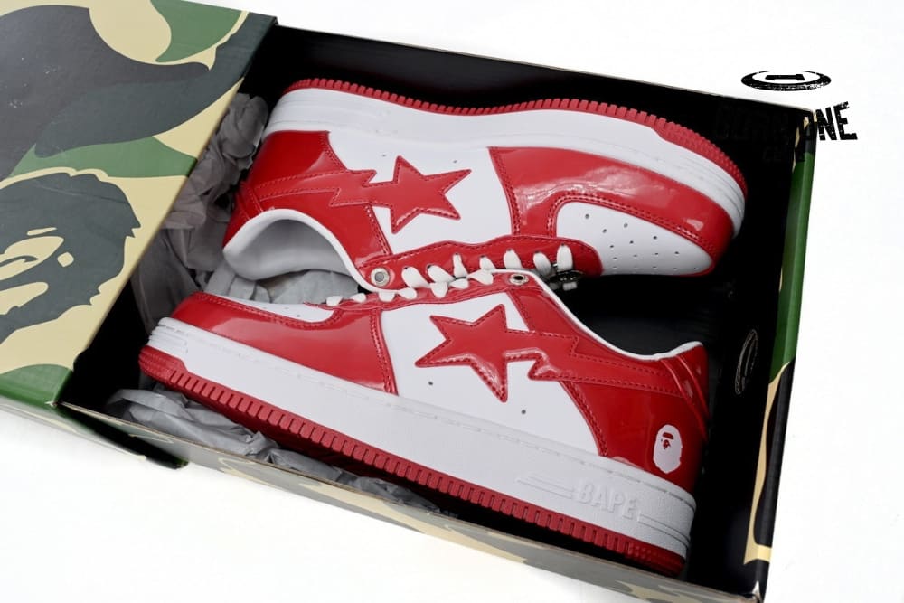 A Bathing Ape Bape Sta Patent Leather White Red