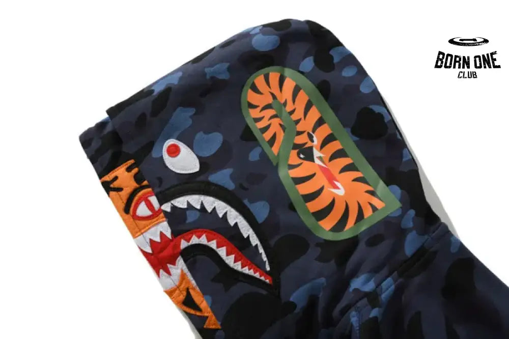 Bape Shark Tiger Head Moletom Zíper