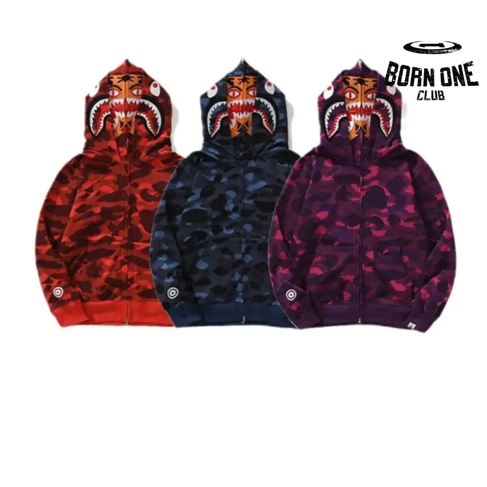Bape Shark Tiger Head Moletom Zíper