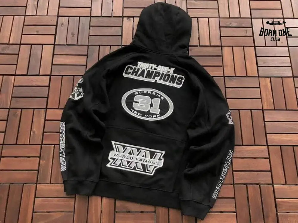 Moletom Supreme Football Zip Up Hooded Black