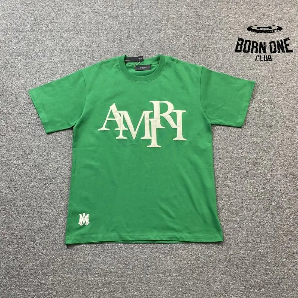Camiseta Amiri Staggered Logo Verde