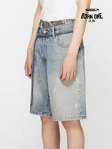 Acne Studios Splash-Ink Mud Dyed Washed Shorts Bermuda