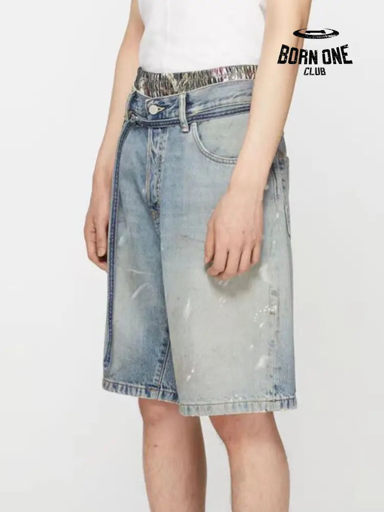 Acne Studios Splash-Ink Mud Dyed Washed Shorts Bermuda