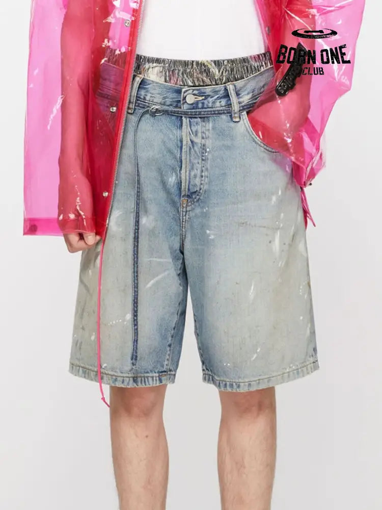 Acne Studios Splash-Ink Mud Dyed Washed Shorts Bermuda