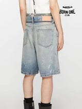 Acne Studios Splash-Ink Mud Dyed Washed Shorts Bermuda