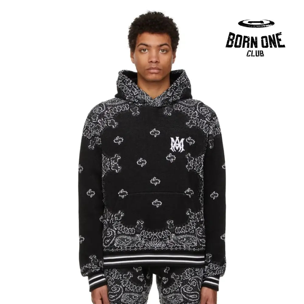 Amiri Bandana B-Ball Hoodie ’BlackGrey’ Moletom