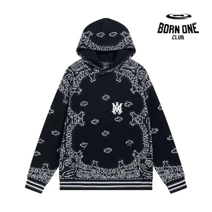 Amiri Bandana B-Ball Hoodie ’BlackGrey’ Moletom