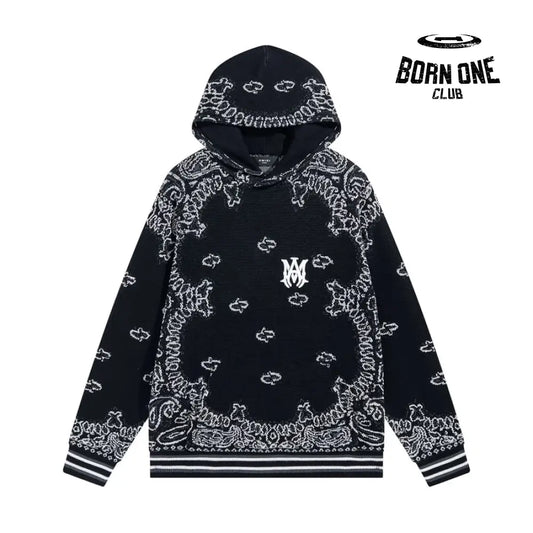 Amiri Bandana B-Ball Hoodie ’BlackGrey’ Moletom