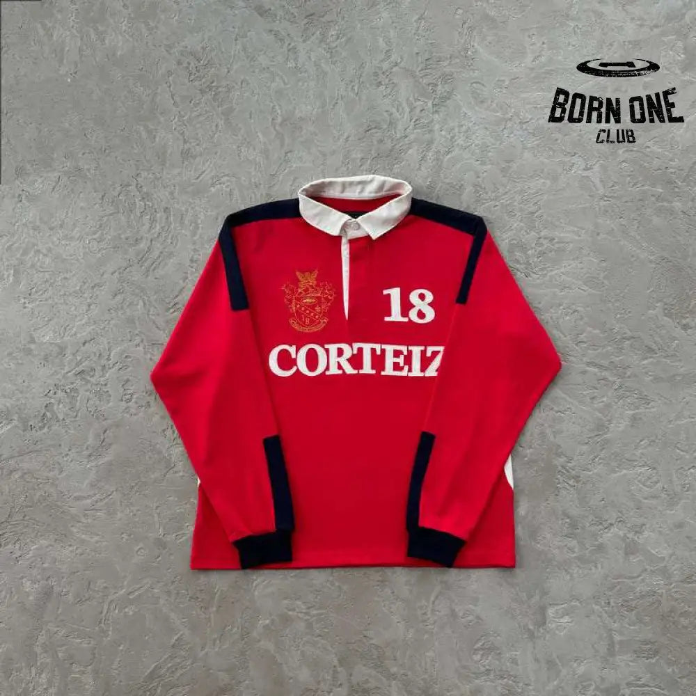Camisa Corteiz Paneled Rugby Polo Vermelha