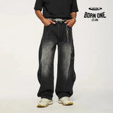 Baggy Wide Leg Jeans Washed Blue