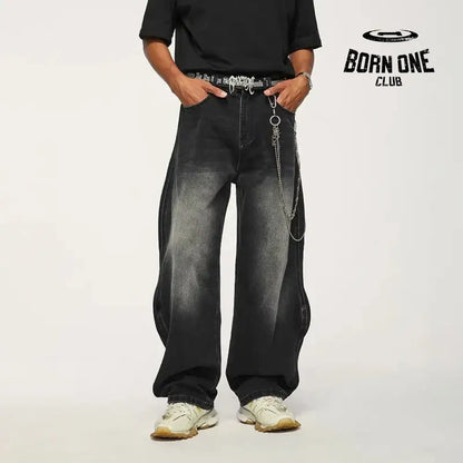 Baggy Wide Leg Jeans Washed Blue
