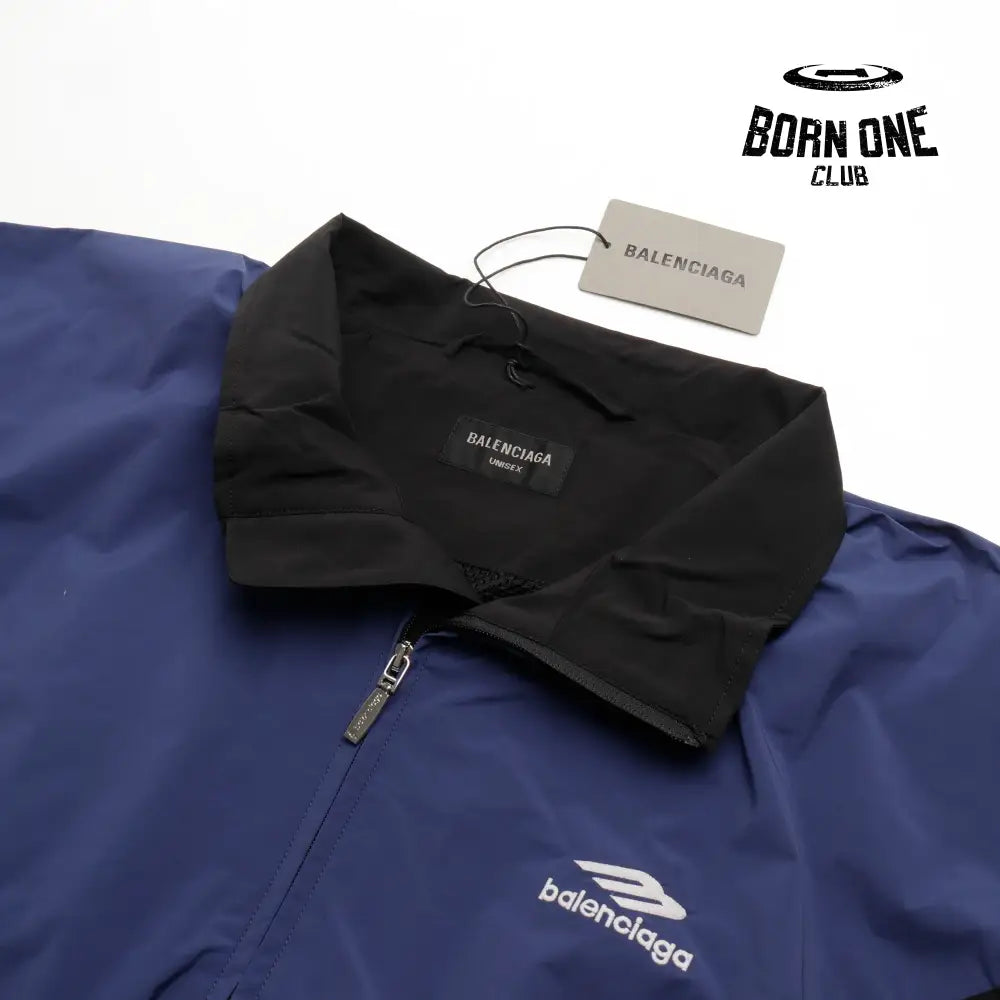 Balenciaga 3B Sports Icon Medium Fit Tracksuit Jacket in Black Blue Jaqueta