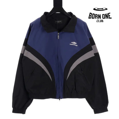 Balenciaga 3B Sports Icon Medium Fit Tracksuit Jacket in Black Blue Jaqueta