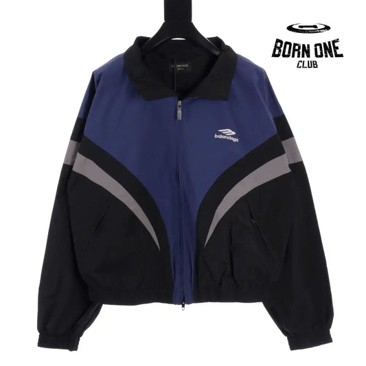 Balenciaga 3B Sports Icon Medium Fit Tracksuit Jacket in Black Blue Jaqueta