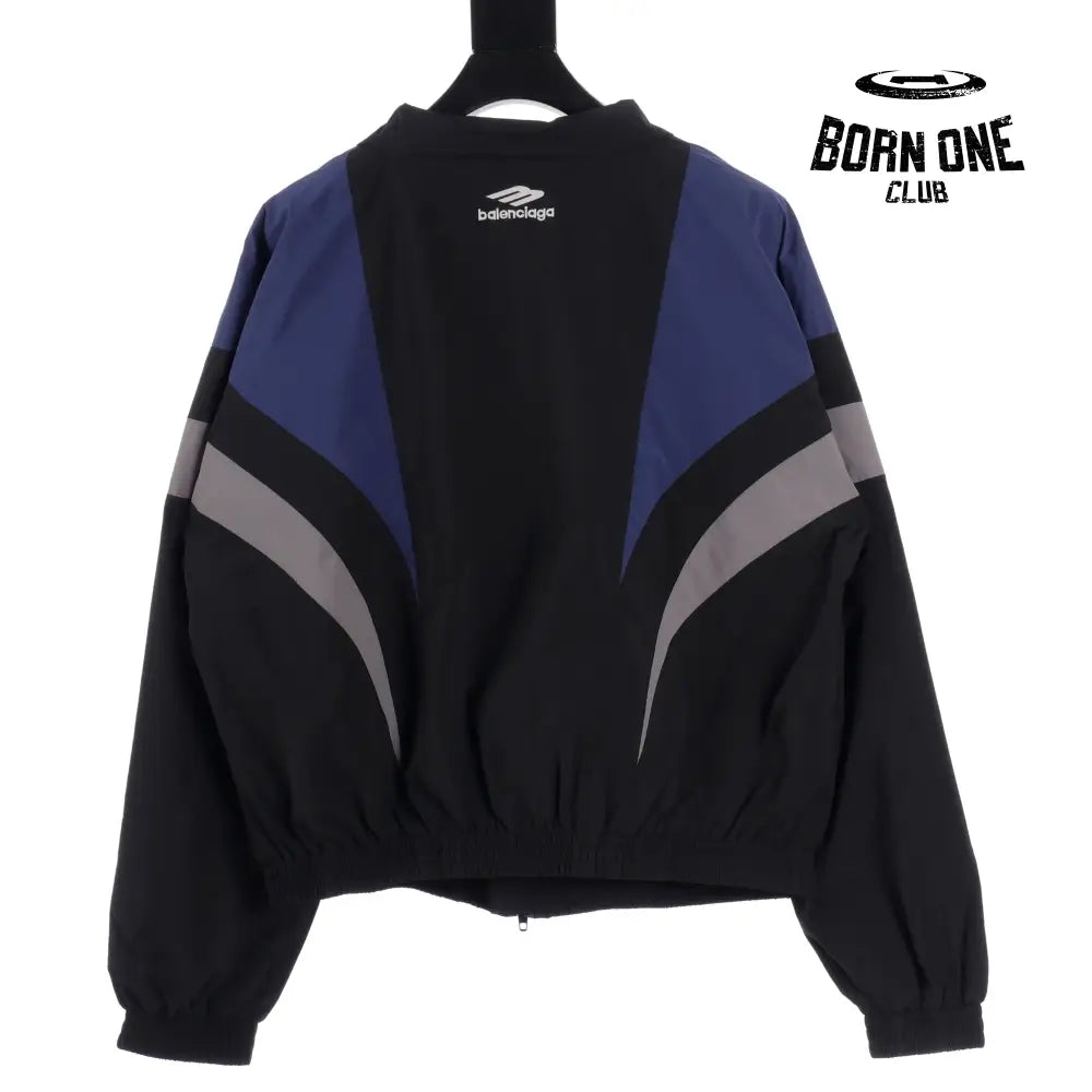 Balenciaga 3B Sports Icon Medium Fit Tracksuit Jacket in Black Blue Jaqueta